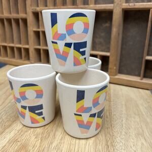 Pillowfort LOVE Cups • Set of 2 • Bamboo Tea/Espresso Mugs • Modern Minimalist